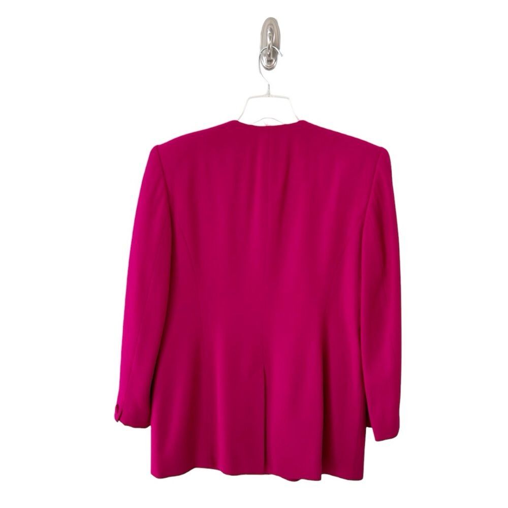 Jones New York Vintage 90s Magenta Pink Wool Collarless Blazer Size 10 - Picture 2 of 11